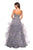 La Femme - 27620 Appliqued Sweetheart Bodice Tiered Tulle Gown In Gray and Silver