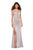 La Femme - 27081 Rhinestone Embellished Gown with Slit In Silver