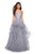 La Femme - 27579 Lace Embellished V-Neck Ruffled Dress In Silver