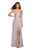La Femme - 26794 Strapless Sweetheart Neckline Gown with High Slit In Silver