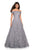 La Femme - 27577 Lattice Sequined Off Shoulder A-Line Gown In Silver