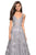 La Femme - 27505 Sleeveless V-Neck Floral Illusion Lace Gown In Silver