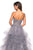 La Femme - 27620 Appliqued Sweetheart Bodice Tiered Tulle Gown In Gray and Silver
