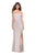 La Femme - Seamed Strappy Evening Dress with Slit 27519 In Silver
