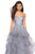 La Femme - 27579 Lace Embellished V-Neck Ruffled Dress In Silver