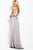 JVN50409 Surplice Off Shoulder Satin Draped Gown
