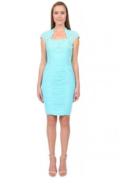 Sue Wong - Bolero Sheath Dress in Turquoise Cocktail Dress