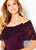 Cameron Blake - 219682W Embroidered Off-Shoulder Trumpet Gown In Purple