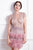 Cristallini - SKA741 Lace and Feathered Sheath Dress In Pink