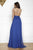 Cristallini - SKA233 Deep V-neck A-line Chiffon Dress In Blue