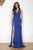Cristallini - SKA233 Deep V-neck A-line Chiffon Dress In Blue