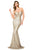 Cristallini - SKA523 Plunging Sweetheart Illusion Sequin Evening Gown In Gold