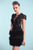 Cristallini - SKA543 Lace Illusion Jewel Feathered Dress In Black