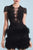 Cristallini - SKA543 Lace Illusion Jewel Feathered Dress In Black