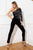 Cristallini - SKA605 Sequined Asymmetrical Peplum Jumpsuit In Silver and Black