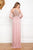 Cristallini - SKA670 Bishop Sleeve Plunging V-Neck Shirred Gown In Pink