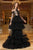 Cristallini - SKA789 Long Sleeve Ruffle Trimmed Tiered Ballgown In Black and Neutral