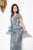 Cristallini - SKA803 Embroidered Long Sleeve Feathered Trumpet Dress In Blue