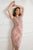 Cristallini - SKA 839 Illusion Short Sleeve Beaded Sheath Dress In Pink