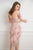 Cristallini - SKA 839 Illusion Short Sleeve Beaded Sheath Dress In Pink