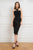 Cristallini - SKA 840 Knee Length Beaded Lace Halter Dress In Black