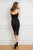 Cristallini - SKA 840 Knee Length Beaded Lace Halter Dress In Black