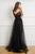 Cristallini - SKA 844 Illusion Long Sleeve Beaded Embroidery Gown In Black
