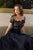 Cristallini - SKA 847 Floral Embroidered A-Line Evening Gown In Blue