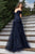 Cristallini - SKA 852 Beaded Off-Shoulder Trumpet Dress In Blue