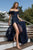 Cristallini - SKA 852 Beaded Off-Shoulder Trumpet Dress In Blue