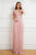 Cristallini - SKA 856 Ruffle Trimmed Bodice Cold Shoulder Gown In Pink