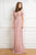 Cristallini - SKA 856 Ruffle Trimmed Bodice Cold Shoulder Gown In Pink