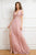 Cristallini - SKA 856 Ruffle Trimmed Bodice Cold Shoulder Gown In Pink
