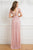 Cristallini - SKA 856 Ruffle Trimmed Bodice Cold Shoulder Gown In Pink