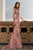 Cristallini - SKA 857 Cap Sleeve Bead-Ornate Embroidered Long Gown In Pink