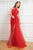 Cristallini - SKA 869 Ruched Halter A-Line Gown In Red