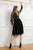 Cristallini - SKA 870 Ruched Plunging V-Neck Cocktail Dress In Black