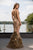 Cristallini - SKA 875 Embroidered Feathered Gown with Train In Gold
