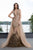 Cristallini - SKA 875 T train Feather Appliqued Mermaid Overskirt Gown In Gold