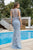 Cristallini - SKA 878 Feathered Embroidered Fringed Gown In Blue