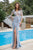 Cristallini - SKA 878 Feathered Embroidered Fringed Gown In Blue