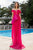 Cristallini - SKA 880 Draped Off Shoulder Plunging Evening Dress In Pink