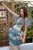 Cristallini - SKA 882 Feather-Detailed Plunging V-Neck Mermaid Dress In Blue and Gold