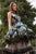 Cristallini - SKA 883 Feather-Detailed Deep V-Neck A-Line Gown In Multi Color