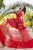 Cristallini - SKA 888 Deep V-Neck Ruffled Ballgown In Red