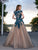Cristallini - SKA 890 Floral Applique Cap Sleeve Gown In Blue and Neutral