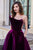 Cristallini - SKA946 Pleated Asymmetrical Bodice Velvet Ballgown In Purple