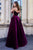 Cristallini - SKA946 Pleated Asymmetrical Bodice Velvet Ballgown In Purple