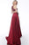Jovani - 68758 Seamed Halter A-Line Gown with Slit In Red