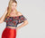 Ellie Wilde - EW118025 Festive Embroidered Off Shoulder Two-Piece Gown In Red and Multi-Color